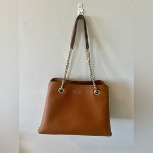 Kate Spade Jordyn Large Chain Handle Tote Brown Leather WKRU7047, Beautiful✨